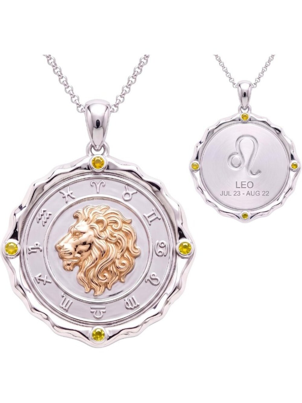 Sterling Silver Zodiac Necklace with Birthstone Pendant - Astrological Jewelry